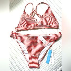 Cupshe Red Striped Bikini -Medium